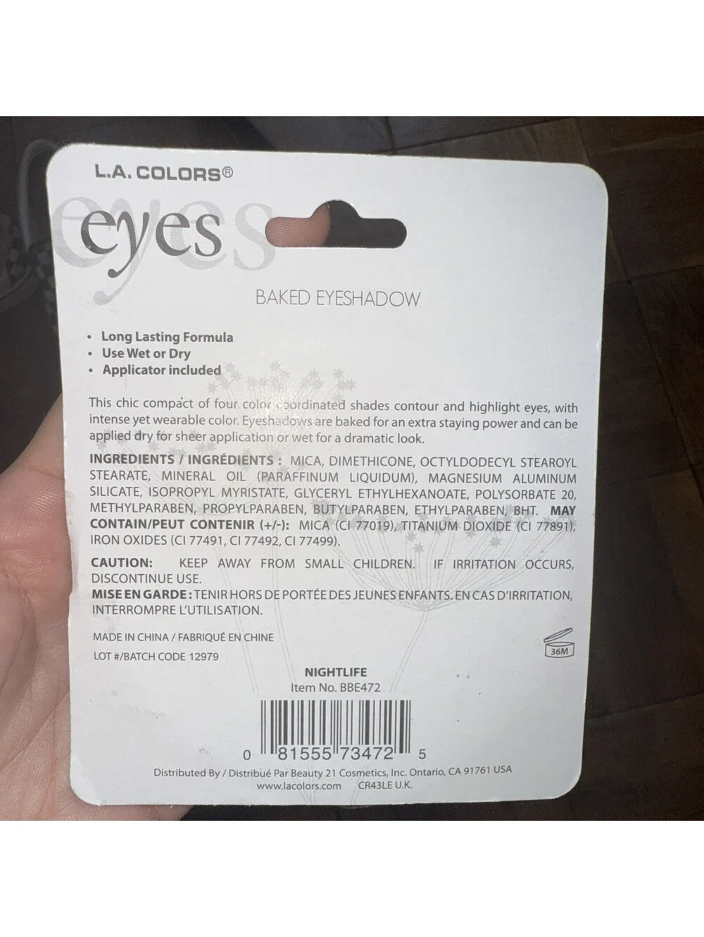 Rare Nightlife L.A. Colors Baked Eyeshadow Palette 4-Color Compact Wet or Dry